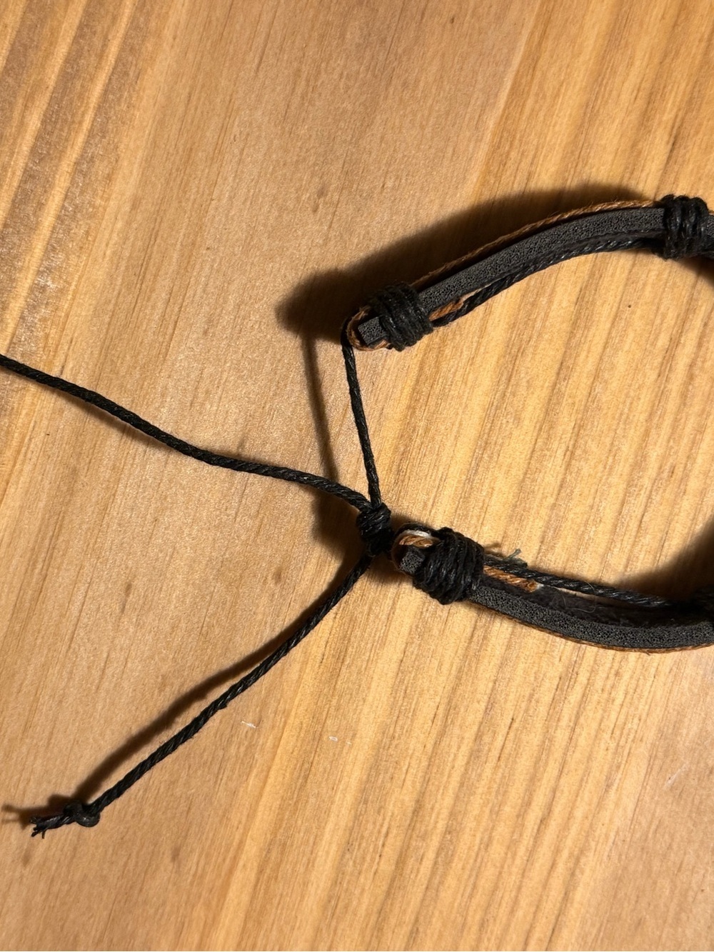 Mens Black Multi-Stripe Leather Cord Bracelet NWOT - Picture 3 of 3